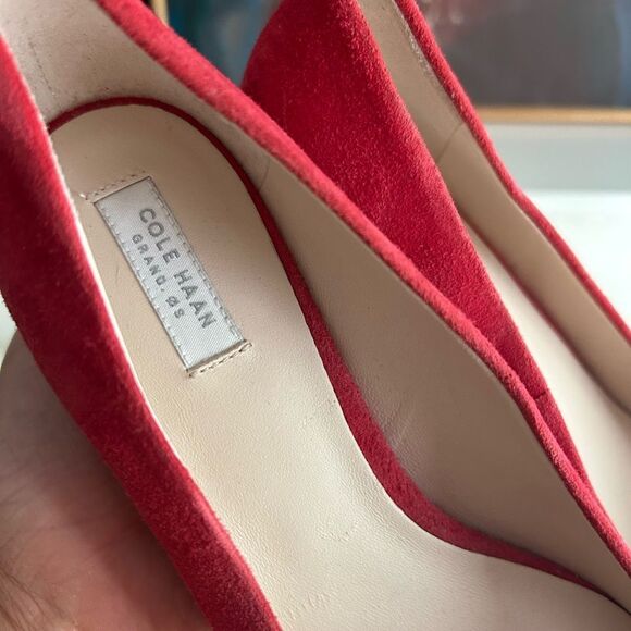 Cole Haan Red Suede Heels 7B - Picture 6 of 16